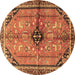 Round Machine Washable Persian Brown Traditional Rug, wshtr3914brn