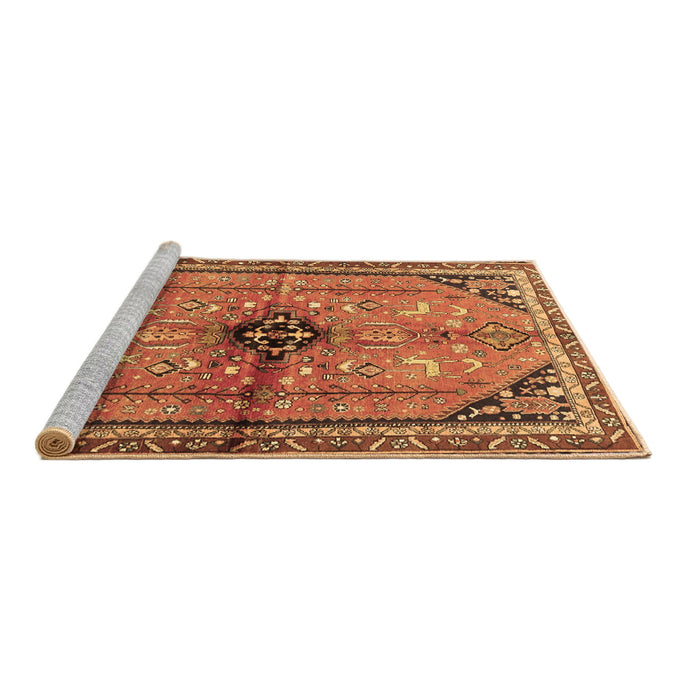 Sideview of Machine Washable Persian Brown Traditional Rug, wshtr3914brn