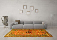 Machine Washable Persian Yellow Traditional Rug, wshtr3914yw