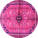 Round Machine Washable Persian Pink Traditional Rug, wshtr3914pnk