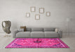 Machine Washable Persian Pink Traditional Rug in a Living Room, wshtr3914pnk