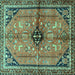 Square Persian Turquoise Traditional Rug, tr3914turq