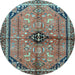 Round Persian Light Blue Traditional Rug, tr3914lblu