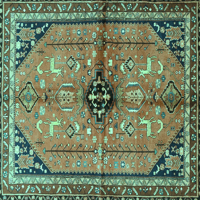 Square Machine Washable Persian Turquoise Traditional Area Rugs, wshtr3914turq