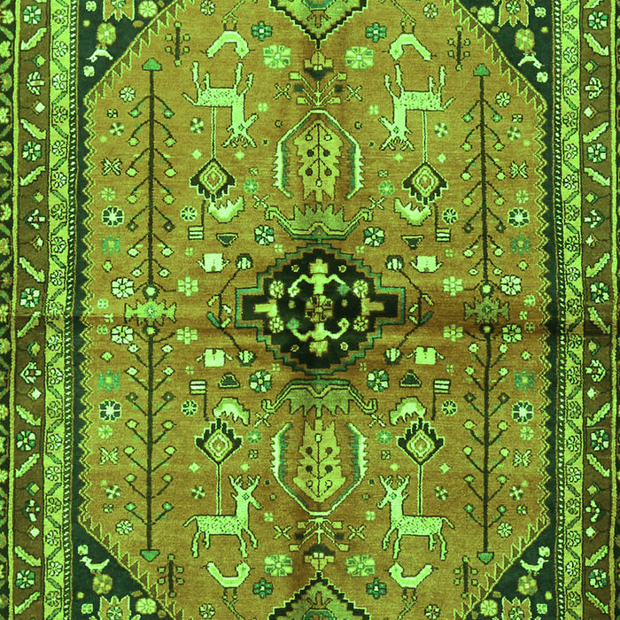 Serging Thickness of Machine Washable Persian Green Traditional Area Rugs, wshtr3914grn
