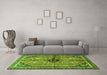 Machine Washable Persian Green Traditional Area Rugs in a Living Room,, wshtr3914grn
