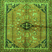 Round Machine Washable Persian Green Traditional Area Rugs, wshtr3914grn