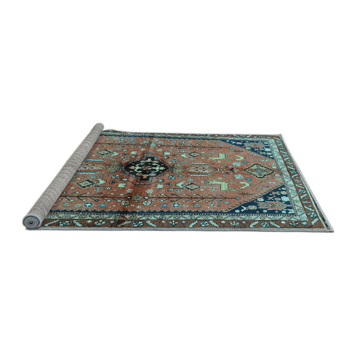 Sideview of Machine Washable Persian Light Blue Traditional Rug, wshtr3914lblu