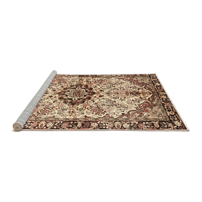 Sideview of Machine Washable Traditional Dark Sienna Brown Rug, wshtr3915