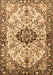 Machine Washable Medallion Brown Traditional Rug, wshtr3915brn