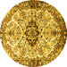 Round Medallion Yellow Traditional Rug, tr3915yw