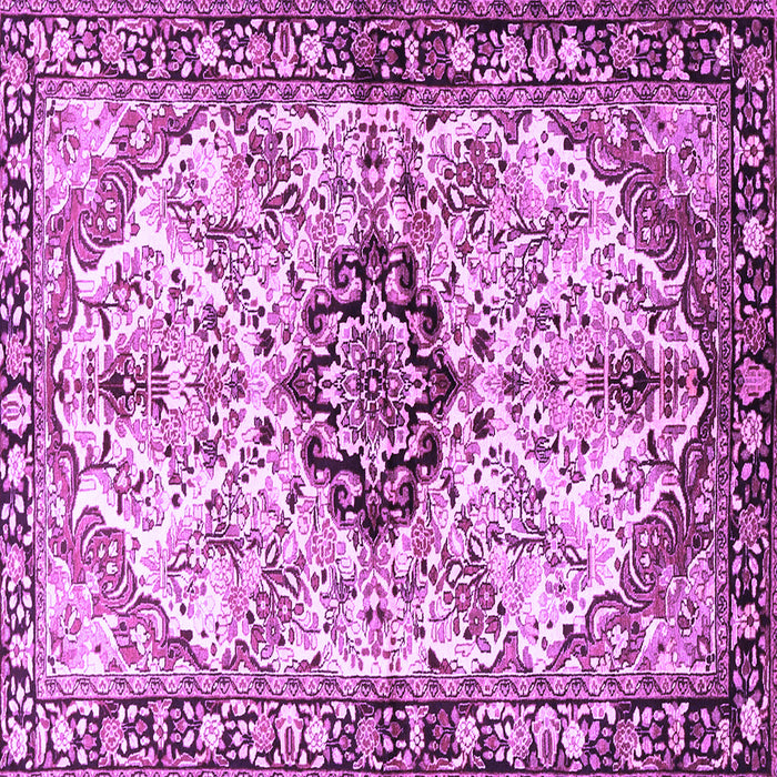 Square Machine Washable Medallion Purple Traditional Area Rugs, wshtr3915pur