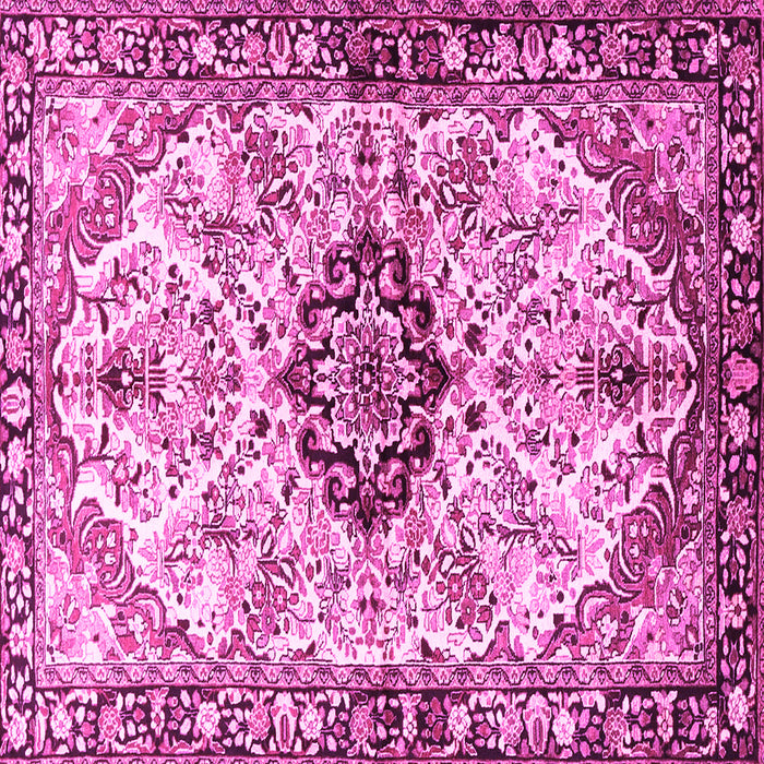 Square Machine Washable Medallion Pink Traditional Rug, wshtr3915pnk