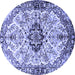 Round Medallion Blue Traditional Rug, tr3915blu