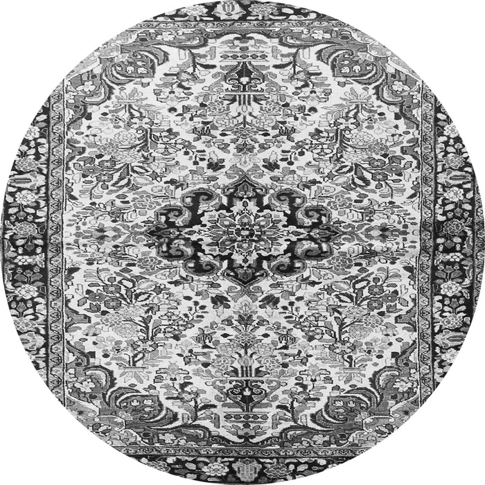 Machine Washable Medallion Gray Traditional Rug, wshtr3915gry