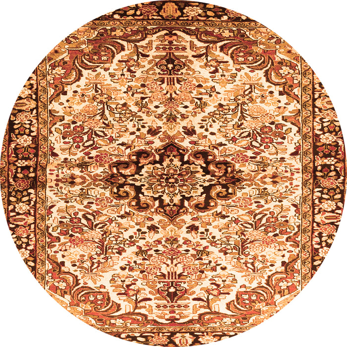 Machine Washable Medallion Orange Traditional Area Rugs, wshtr3915org