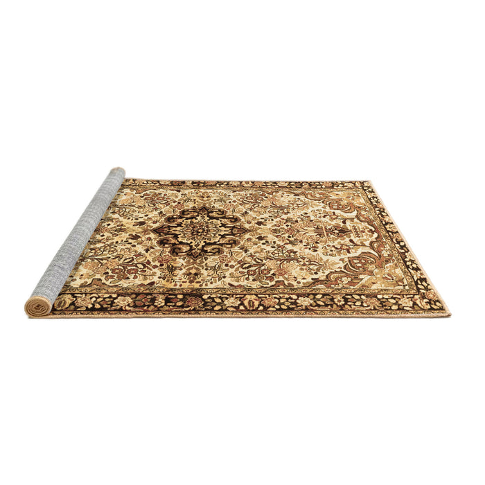 Sideview of Machine Washable Medallion Brown Traditional Rug, wshtr3915brn