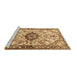 Sideview of Machine Washable Medallion Brown Traditional Rug, wshtr3915brn