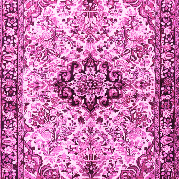 Machine Washable Medallion Pink Traditional Rug, wshtr3915pnk