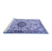 Sideview of Machine Washable Medallion Blue Traditional Rug, wshtr3915blu