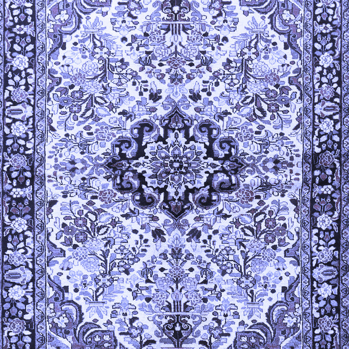 Machine Washable Medallion Blue Traditional Rug, wshtr3915blu