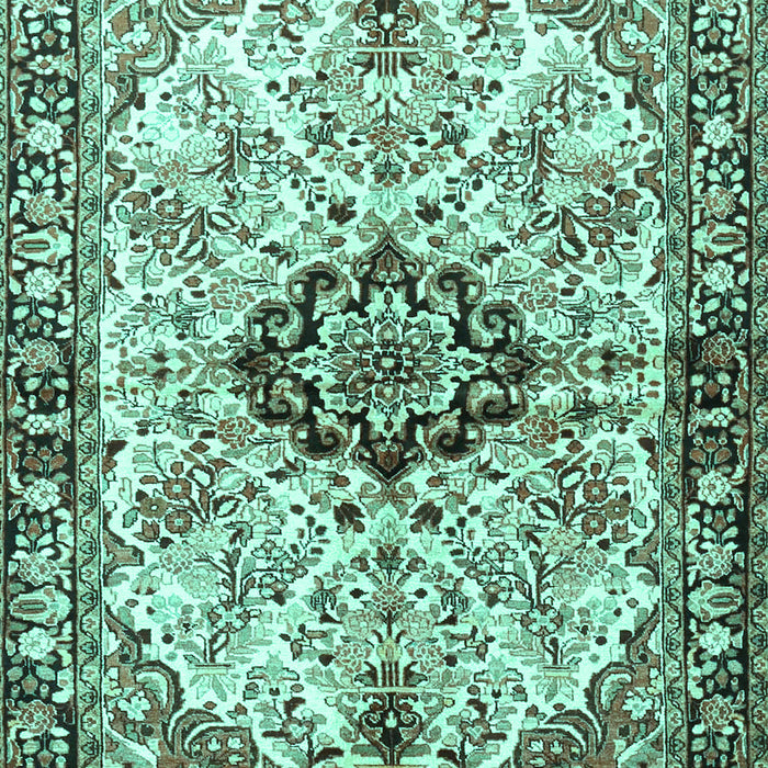 Machine Washable Medallion Turquoise Traditional Area Rugs, wshtr3915turq