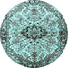 Round Medallion Light Blue Traditional Rug, tr3915lblu