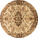 Round Medallion Brown Traditional Rug, tr3915brn