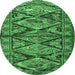 Round Persian Emerald Green Traditional Rug, tr3916emgrn