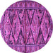 Round Persian Purple Traditional Rug, tr3916pur