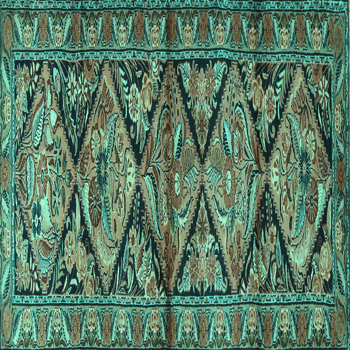 Square Machine Washable Persian Turquoise Traditional Area Rugs, wshtr3916turq