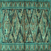 Square Machine Washable Persian Turquoise Traditional Area Rugs, wshtr3916turq