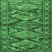 Square Machine Washable Persian Emerald Green Traditional Area Rugs, wshtr3916emgrn