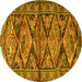 Round Persian Yellow Traditional Rug, tr3916yw