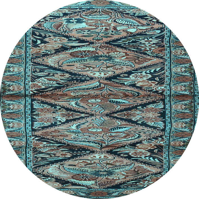 Round Machine Washable Persian Light Blue Traditional Rug, wshtr3916lblu