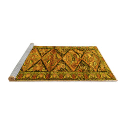 Sideview of Machine Washable Persian Yellow Traditional Rug, wshtr3916yw