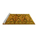 Sideview of Machine Washable Persian Yellow Traditional Rug, wshtr3916yw
