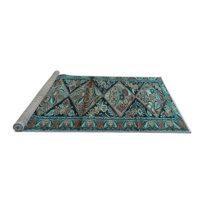 Sideview of Machine Washable Persian Light Blue Traditional Rug, wshtr3916lblu