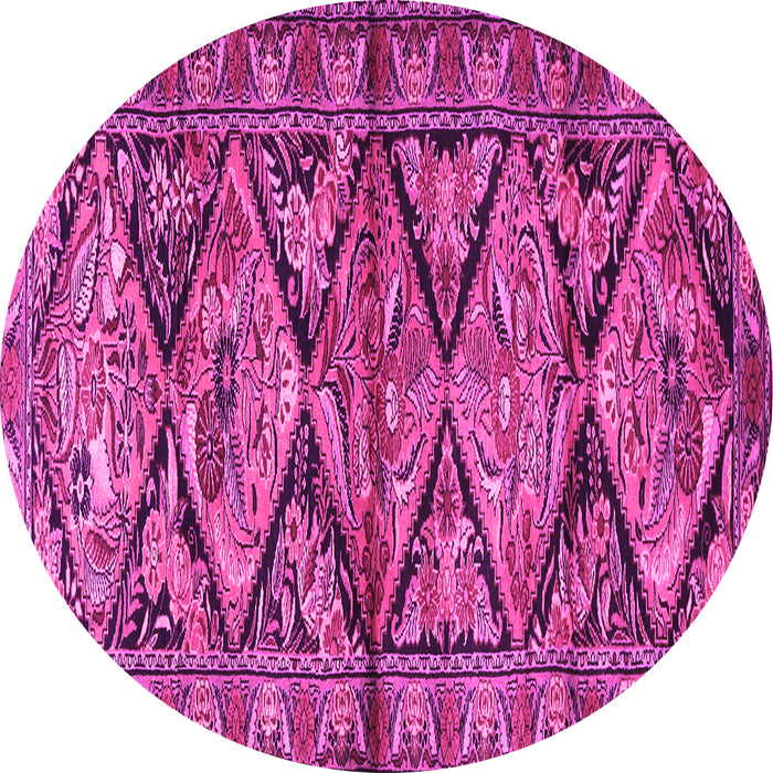 Round Machine Washable Persian Pink Traditional Rug, wshtr3916pnk