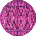 Round Machine Washable Persian Pink Traditional Rug, wshtr3916pnk