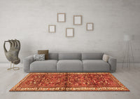 Machine Washable Persian Orange Traditional Rug, wshtr3917org