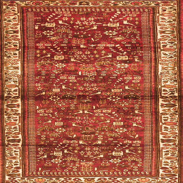 Round Machine Washable Persian Orange Traditional Area Rugs, wshtr3917org