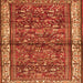 Round Machine Washable Persian Orange Traditional Area Rugs, wshtr3917org