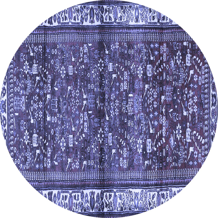 Round Persian Blue Traditional Rug, tr3917blu
