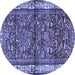 Round Persian Blue Traditional Rug, tr3917blu