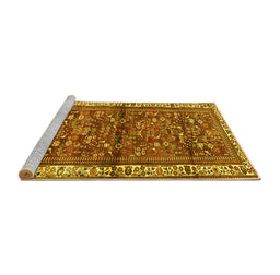 Sideview of Machine Washable Persian Yellow Traditional Rug, wshtr3917yw