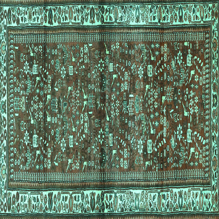 Square Persian Turquoise Traditional Rug, tr3917turq