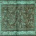 Square Persian Turquoise Traditional Rug, tr3917turq