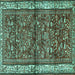 Square Machine Washable Persian Turquoise Traditional Area Rugs, wshtr3917turq