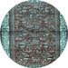Round Persian Light Blue Traditional Rug, tr3917lblu